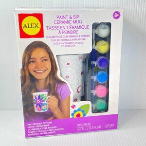 ALEX Paint & Sip Coffee Mug w/ Pre Printed Pattern & Pain Supplies NEW IN BOX
